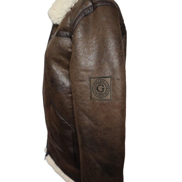 Guess Boys Dark‎ Brown Suede Jacket with Shearling Lining Size 18 - Picture 3 of 7
